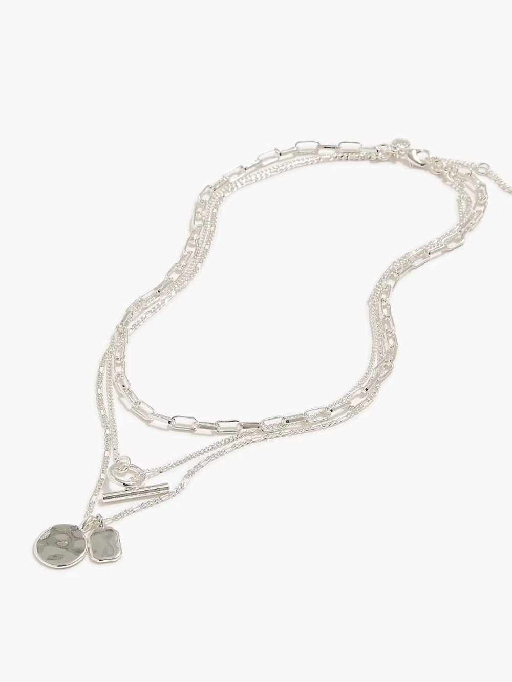 J. Crew Silver Three-Layer Necklace/NWT